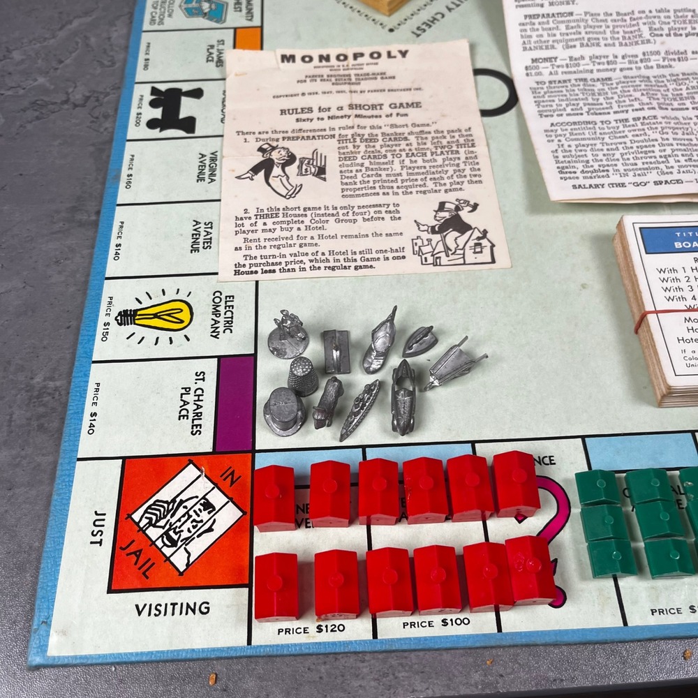 1961 Edition Monopoly Board Game Parker Brothers Real Estate Game MCM Complete! - Picture 12 of 16
